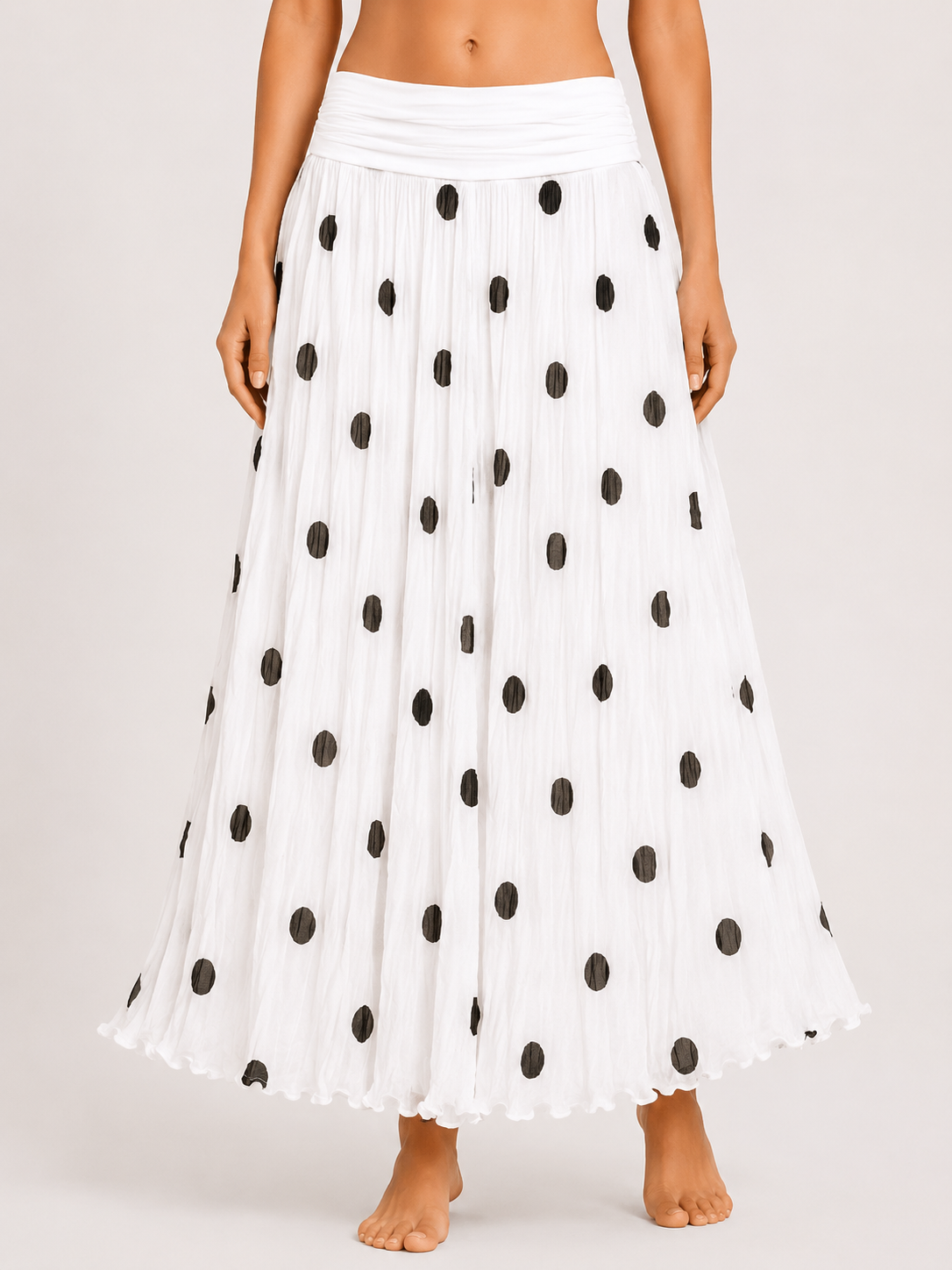 Polka Dot Flared Maxi Skirt