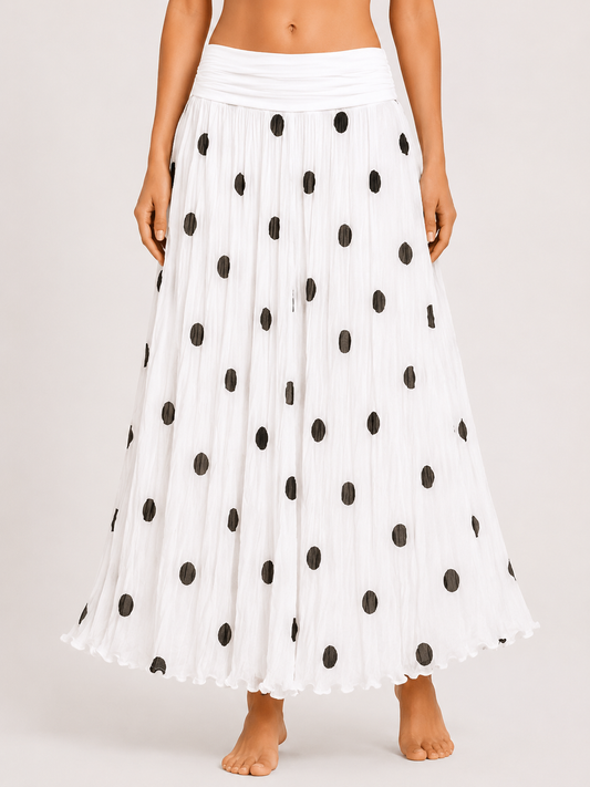 Polka Dot Flared Maxi Skirt