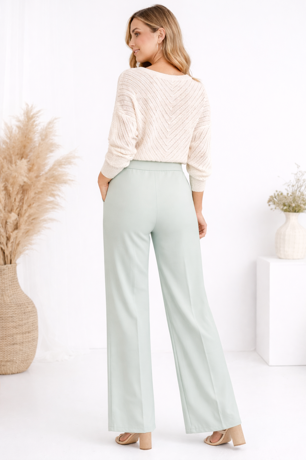 Mintgroene High Waist Broek met Riem – Elegante Zomerstijl