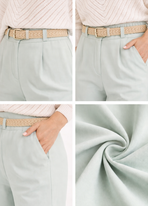 Mintgroene High Waist Broek met Riem – Elegante Zomerstijl