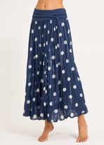 Polka Dot Flared Maxi Skirt
