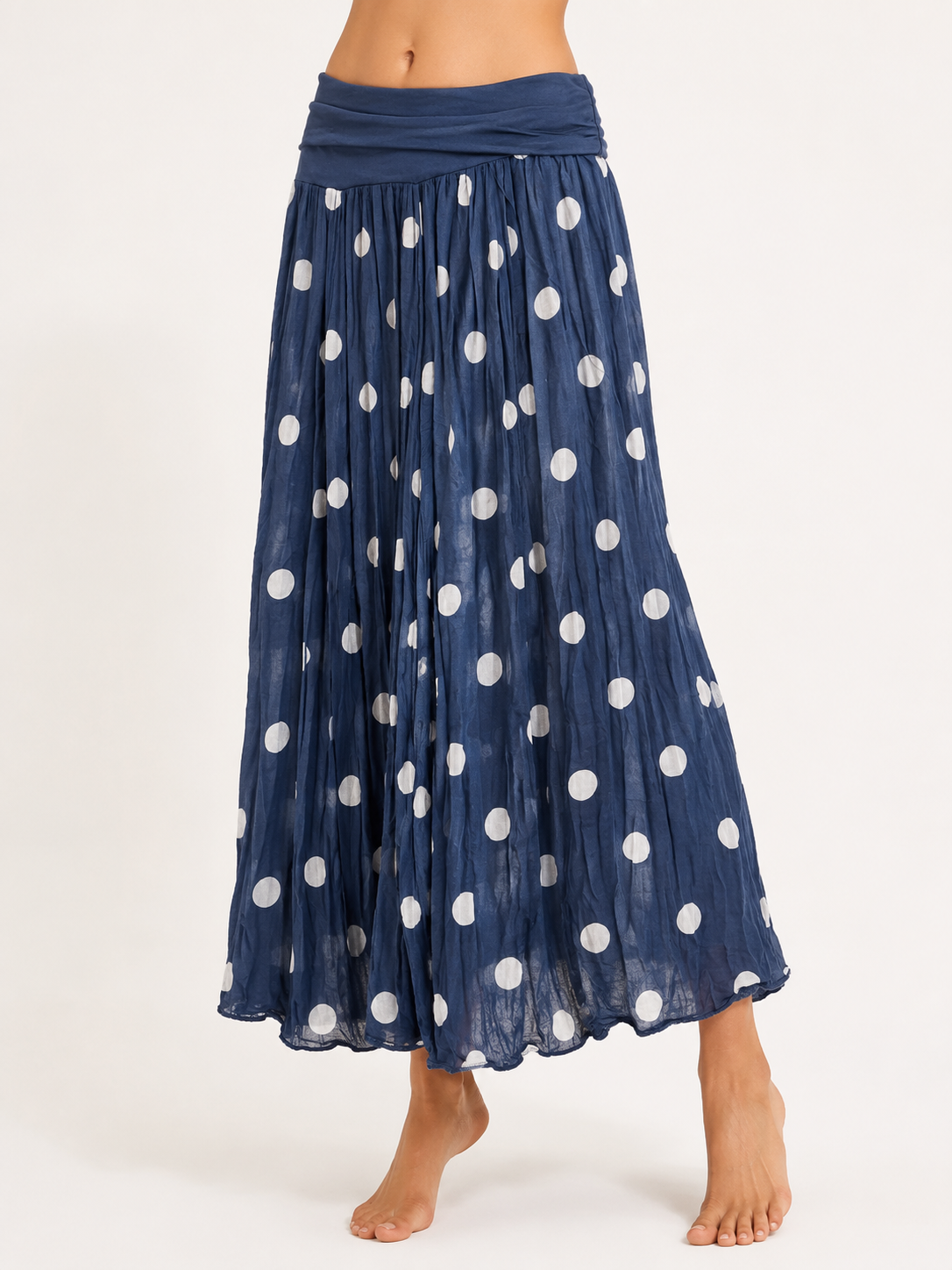 Polka Dot Flared Maxi Skirt