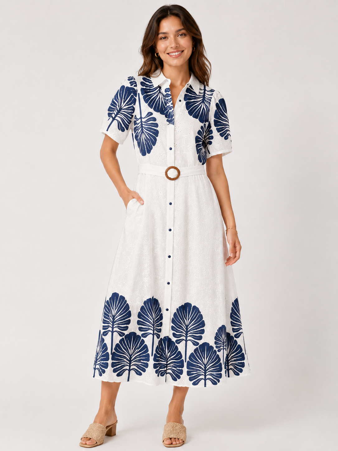 Luxe Bladprint Jurk
