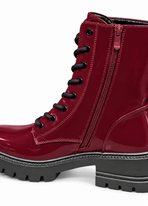 Bordeaux Lakleren Veterboots met Gespdetail – Dames