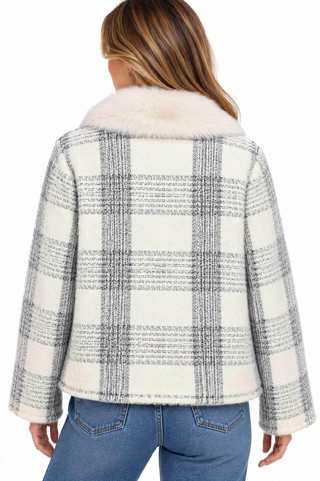 Elise – Geruit Vest met Zachte Kraag