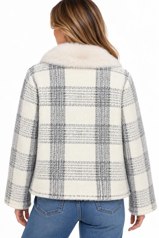 Elise – Geruit Vest met Zachte Kraag