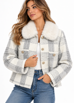 Elise – Geruit Vest met Zachte Kraag