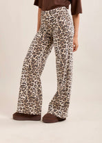 Wide-Leg Jeans met Luipaardprint