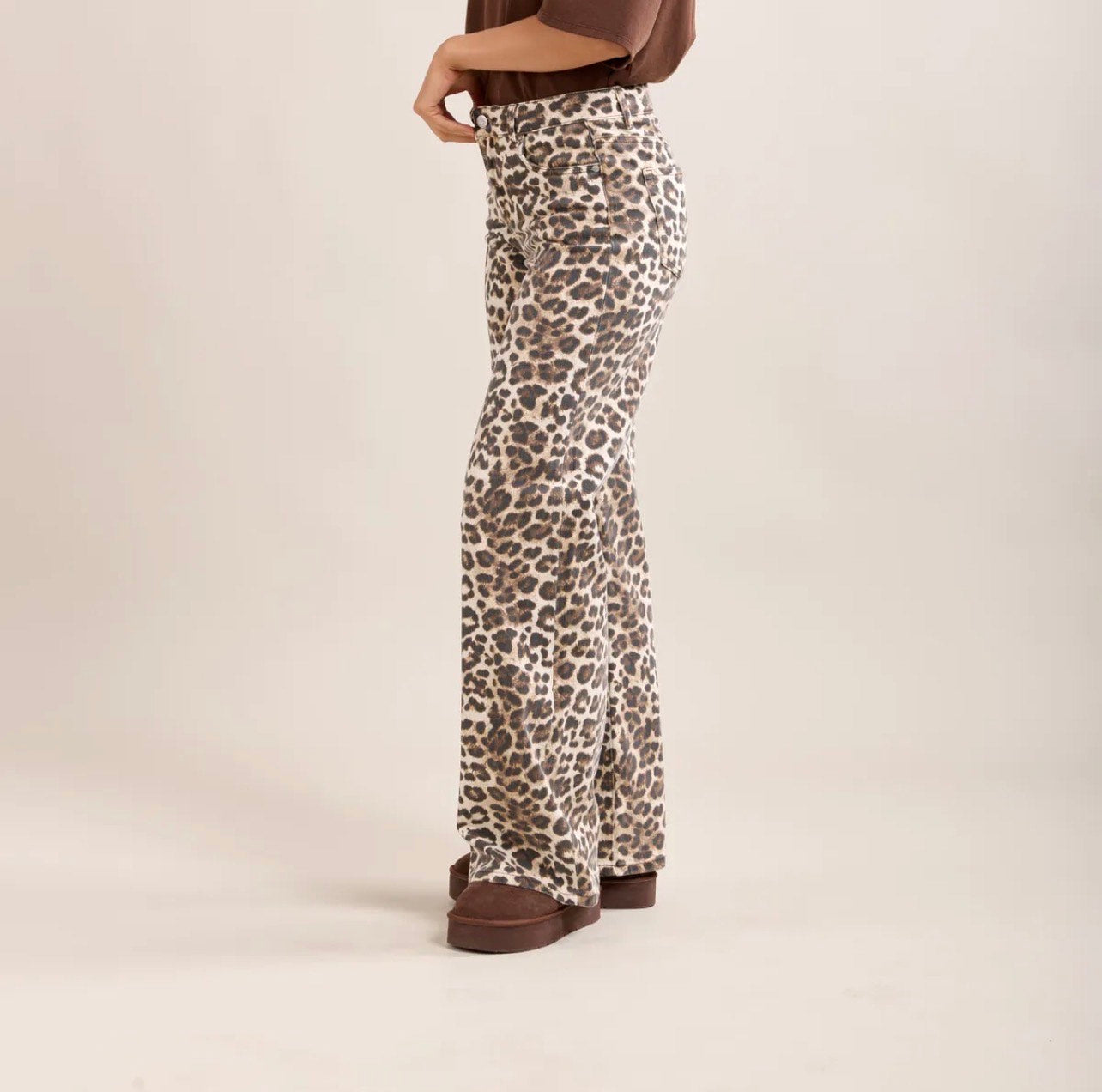 Wide-Leg Jeans met Luipaardprint