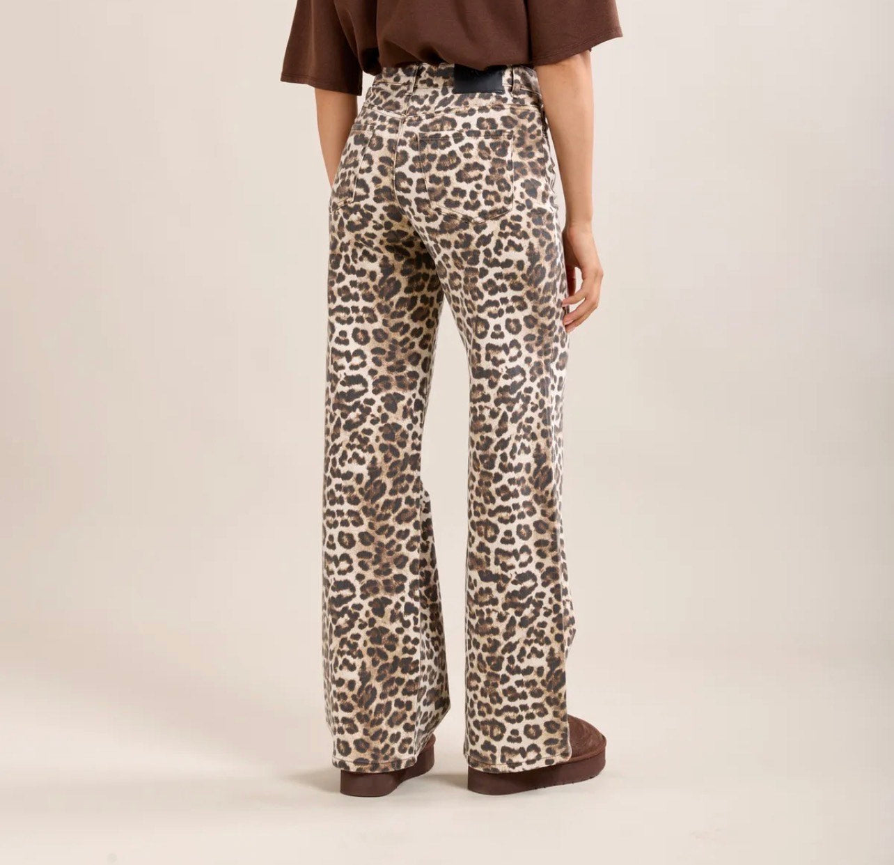 Wide-Leg Jeans met Luipaardprint