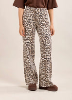 Wide-Leg Jeans met Luipaardprint