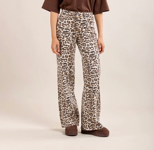 Wide-Leg Jeans met Luipaardprint