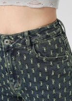 Wide-Leg Stretch Spijkerbroek - Light Green/Blue
