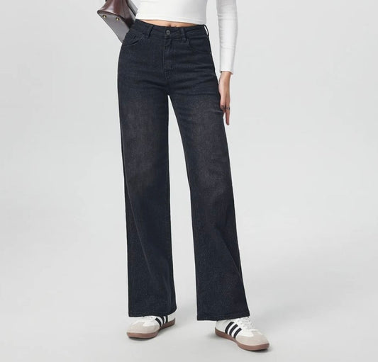 Wide-Leg Jeans met Lurexdetails -Zwart