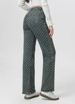 Wide-Leg Stretch Spijkerbroek - Light Green/Blue